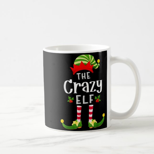 Caneca De Café Crazy Christmas Elf Matching Pajama X-mas Party  (Direita)