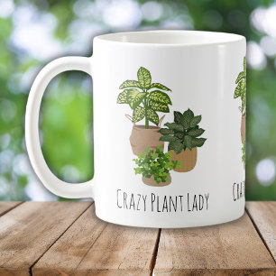 Caneca De Café Crazy Plant Lady Casa de Plantas Botânicas Verdes