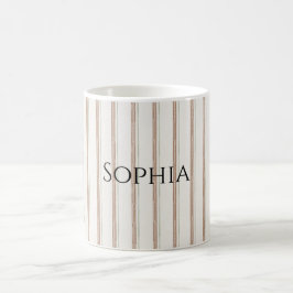 Caneca De Café Cream Brown Stripes Natal