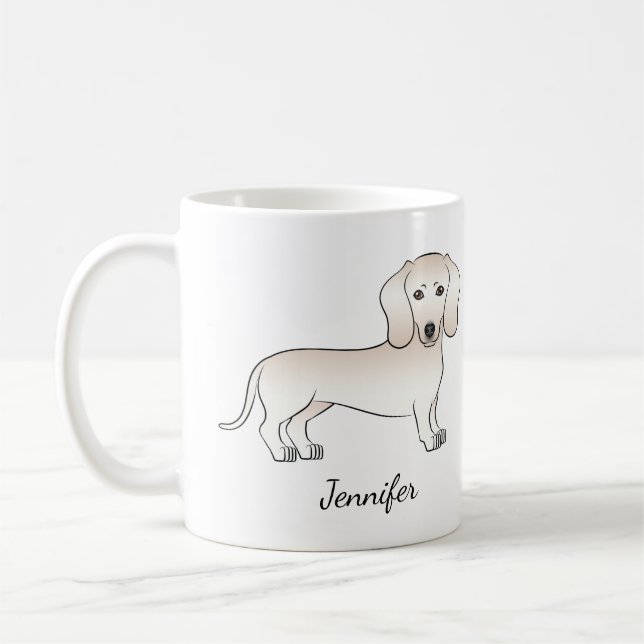 Caneca De Café Cream Casaco Dachshund Cartoon Dachshund Cão Com N (Esquerda)