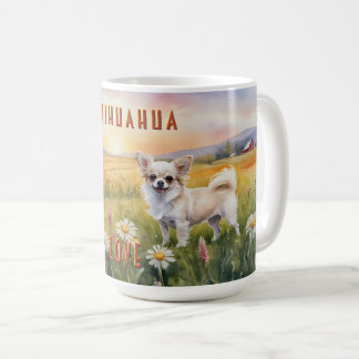 Caneca De Café Cream Chihuahua Twins no Sunrise
