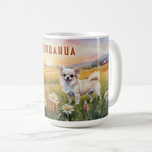 Caneca De Café Cream Chihuahua Twins no Sunrise (Frente Esquerda)