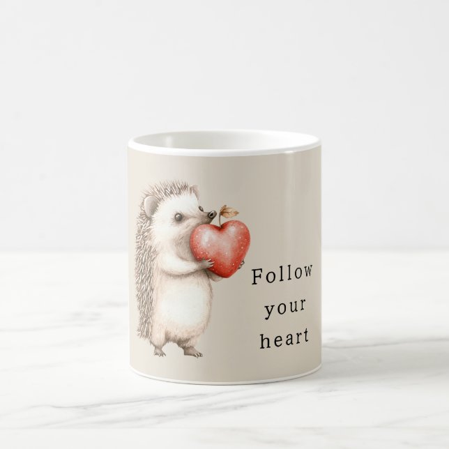 Caneca De Café Cream Hedgehog Apple Heart (Centro)