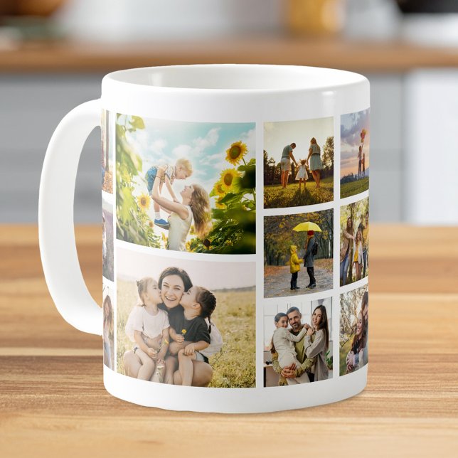 Caneca De Café Create Your Own Custom 16 Photo Collage (Criador carregado)