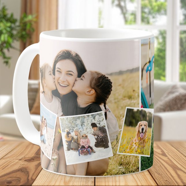 Caneca De Café Create Your Own Custom 7 Photo Collage (Criador carregado)