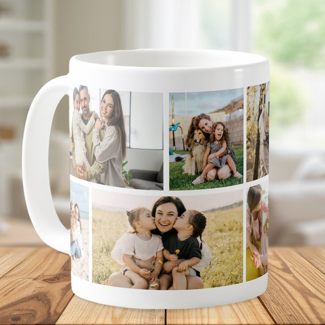 Caneca De Café Create Your Own Custom 8 Photo Collage (Criador carregado)