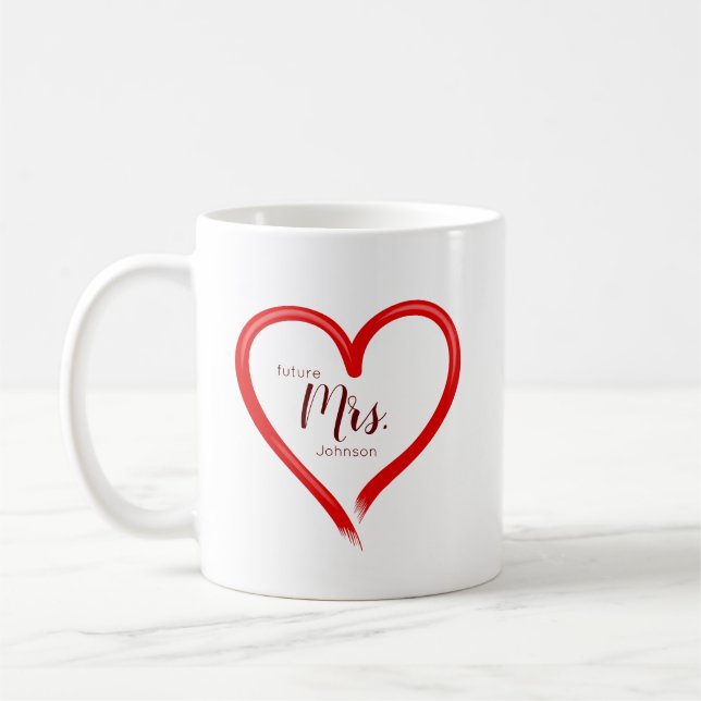 Caneca De Café Creative Mand Pintada Red Heart Future Sra. Name (Esquerda)