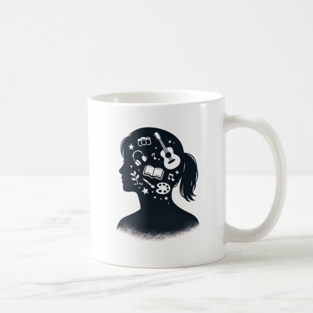 Caneca De Café Creative Mind Silhouette | Personalized Artistic  (Direita)