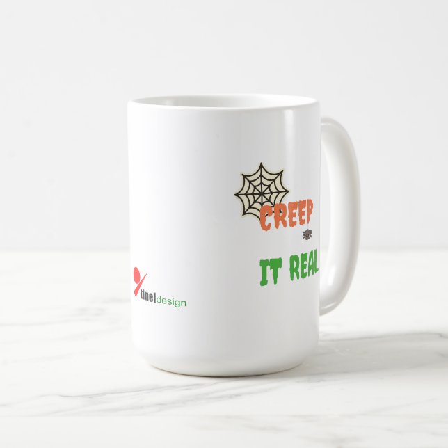 Caneca De Café Creep It Real – Halloween Divertido (Frente Esquerda)