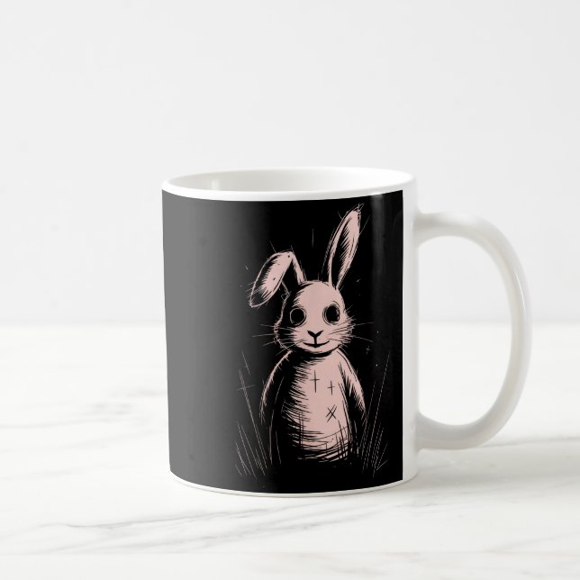 Caneca De Café Creepy Cute Goth Rabbit Horror Bunny Sketch Alt Ng (Direita)
