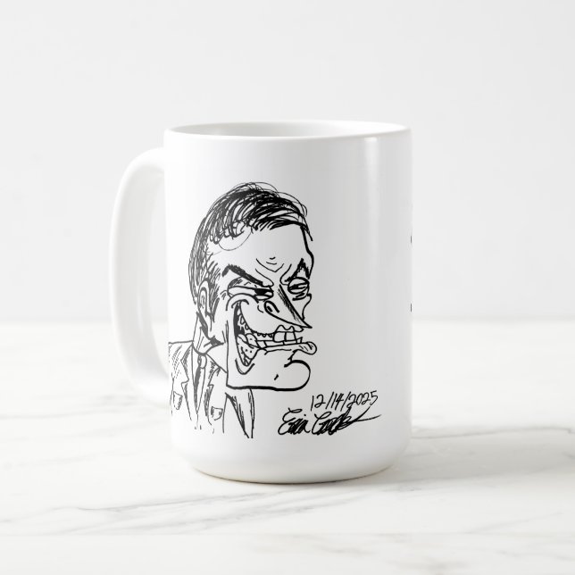 Caneca De Café creepy villain cartoon art (Frente Esquerda)