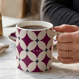 Caneca De Café Creme Burgundy Personalizado Moderno Geométrico Tr