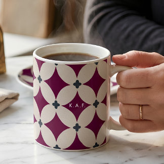Caneca De Café Creme Burgundy Personalizado Moderno Geométrico Tr