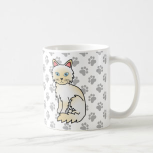 Caneca De Café Creme Point Birman / Ragdoll Cute Cat & Paws