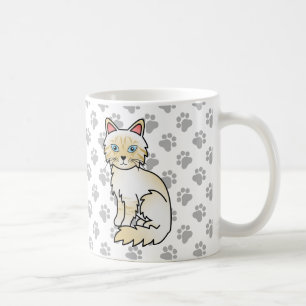 Caneca De Café Creme Point Tabby Birman / Ragdoll Cute Cat & Paws