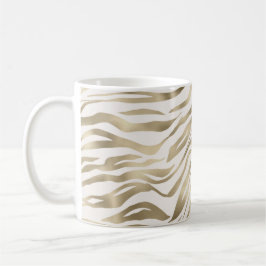 Caneca De Café Creme Zebra Dourada