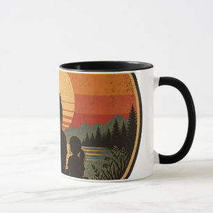 Caneca de Café Crepúsculo Mãe e Filhos Vintage
