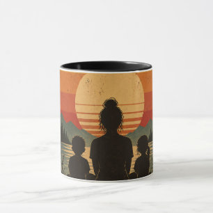Caneca de Café Crepúsculo Mãe e Filhos Vintage