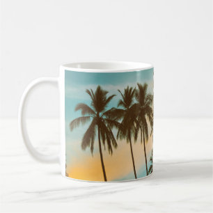 Caneca De Café Crepúsculo tropical: Palma de coco Silhouette