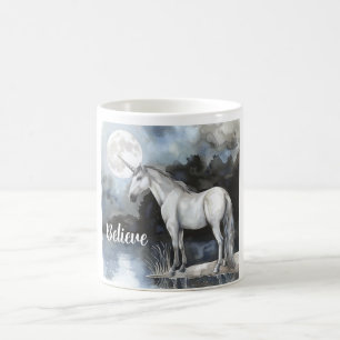 Caneca De Café Crer na Lua Cheia Unicórnio