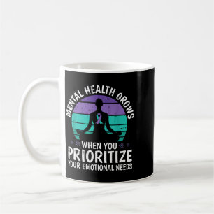 Caneca De Café Cresce a Consciência da Saúde Mental Design Retro 