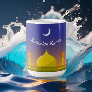 Caneca De Café Crescente Islâmico Ramadan Kareem Arte Tipográfico
