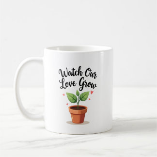 Caneca De Café Crescer amor com Design de Planta do Coração