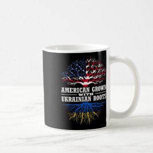Caneca De Café Crescido Americano Com Raízes Ucranianas Árvore EU
