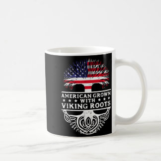 Caneca De Café Crescido Americano Com Raízes Viking EUA Bandeira