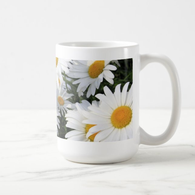 Caneca De Café Crescimento de flores da margarida branco (Direita)