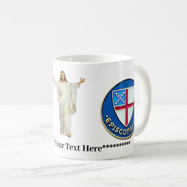 Caneca De Café Crest da Igreja Episcopal, Personalizado (Frente Esquerda)
