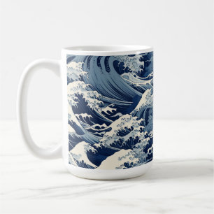 Caneca De Café Crestas Epheméricas: Ondas Hokusai Reimaginadas