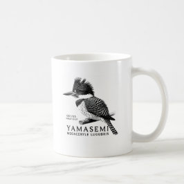 Caneca De Café Crested Kingfisher Black & White