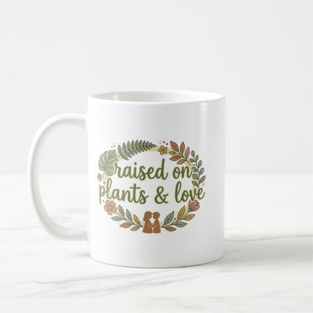 Caneca De Café Criado em Plantas e Amor Retro (Esquerda)
