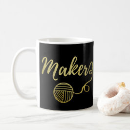 Caneca De Café Criador ・ Yarn & Artesanatos Typografia Faux Doura