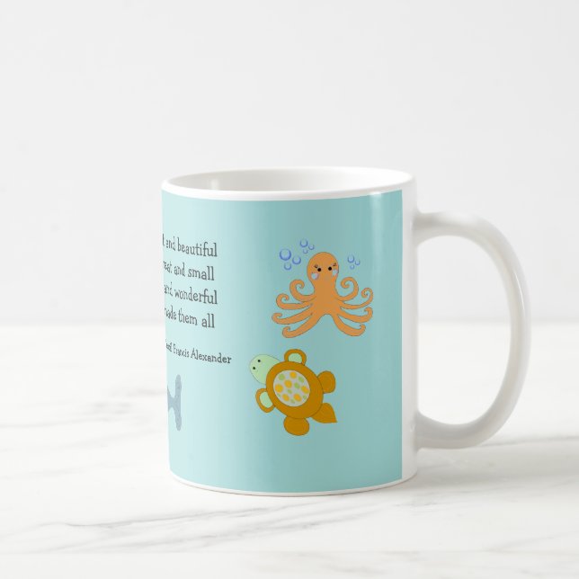 Caneca De Café Criaduras Marinhas Fofas com Citação Inspiradora (Direita)
