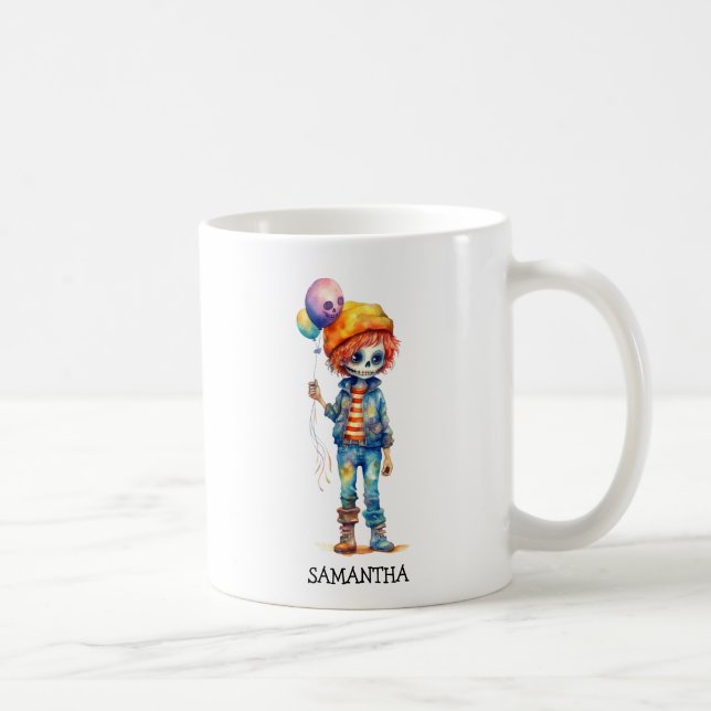 Caneca De Café Criança Adorável Zombie - Halloween Bonito (2) (Direita)