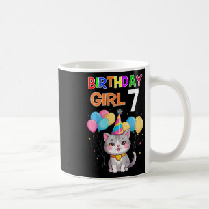 Caneca De Café Crianças 7 de Aniversário Camisa Engraçada Gato 7