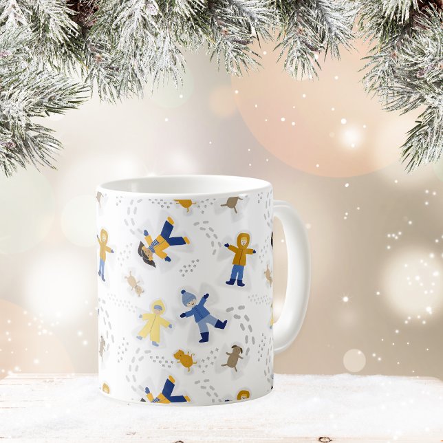 Caneca De Café Crianças Anjos de Neve (Criador carregado)