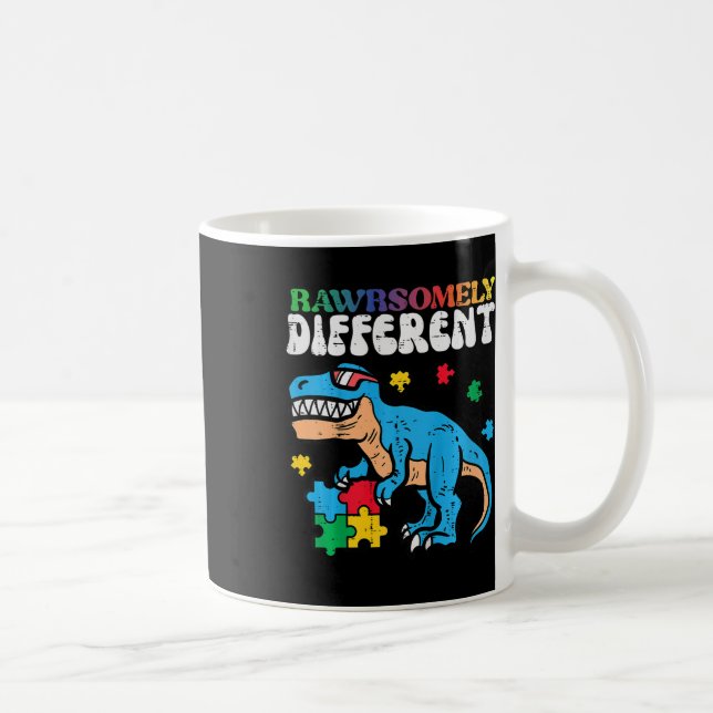 Caneca De Café Crianças Autismo Sensibilização Dino Estranhamente (Direita)