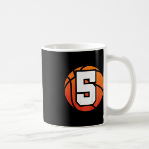 Caneca De Café Crianças Basquete Aniversário 5 Número Cinco Anos