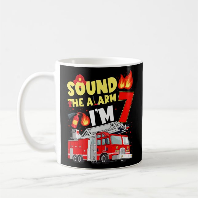 Caneca De Café Crianças Bombeiros 7 Birthday Boy Firefighter 7 Ye (Esquerda)