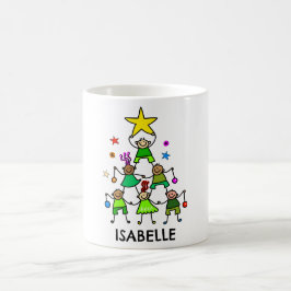 Caneca De Café Crianças de Árvores de Natal Personalizadas