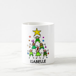 Caneca De Café Crianças de Árvores de Natal Personalizadas