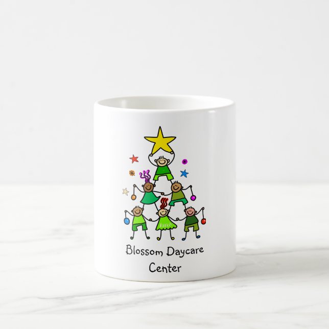 Caneca De Café Crianças de Árvores de Natal Personalizadas (Centro)
