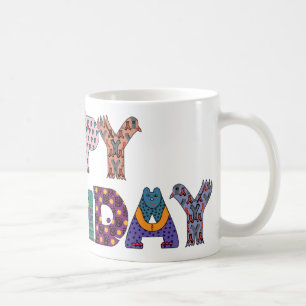 Caneca De Café crianças de texto de aniversário felizes
