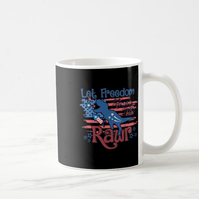 Caneca De Café Crianças Deixam Liberdade Rawr T-rex Dinossauro Us (Direita)