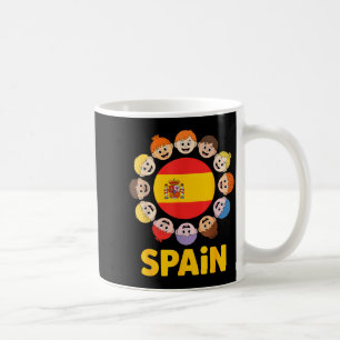 Caneca De Café Crianças engraçadas da Espanha círculo bandeira di