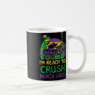 Caneca De Café Crianças Esmagam Mardi Gras Dino Monster Truck Fun