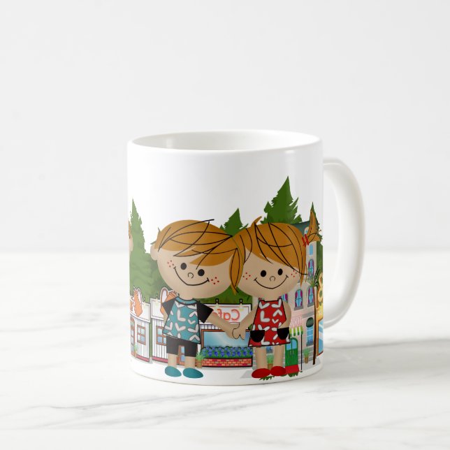 Caneca De Café Crianças Felizes E Bonitas (Frente Esquerda)